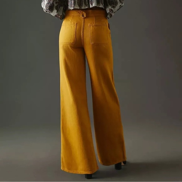 Pilcro By Anthropologie Yellow Low-Rise Column Flared Pants Women’s Size 29 Tall - Picture 2 of 9